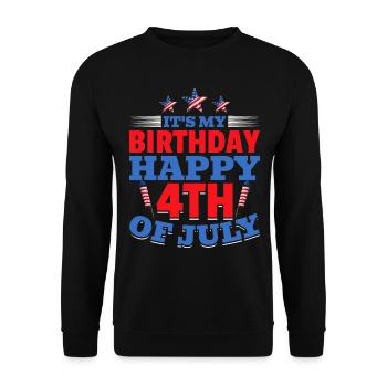 It's My Birthday Happy 4th Of July - Unisex Pullover - Schwarz - Vorne - Alina (178cm) & Michal (187cm)