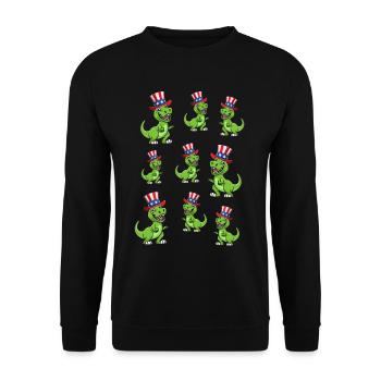 Patriotic 4th Of July Party Dinosaur 4th Of July - Unisex Sweatshirt - black - Front - Alina (178cm) & Michal (187cm)