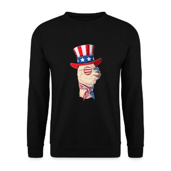 Fête patriotique Lama Drapeau américain I 4 juillet - Sweat-shirt Unisexe - noir - Devant - Alina (178cm) & Michal (187cm)