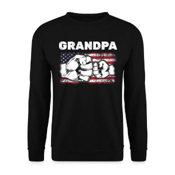 US Flag Grandpa & Grandson Fist Bump Grandpa - Unisex Pullover - Schwarz - Vorne - Alina (178cm) & Michal (187cm)