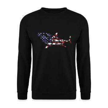 Great White Shark 4th Of July US Flag 4th Of July - Unisex Pullover - Schwarz - Vorne - Alina (178cm) & Michal (187cm)