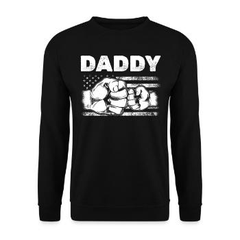 Patriotic Daddy DRAPEAU AMÉRICAIN Papa & Fils Fist Bump - Sweat-shirt Unisexe - noir - Devant - Alina (178cm) & Michal (187cm)