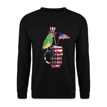 Drôle de fête patriotique Perroquet 4 juillet - Sweat-shirt Unisexe - noir - Devant - Alina (178cm) & Michal (187cm)