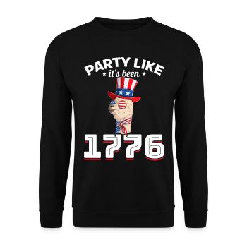 Funny Llama 4th of July Party Like It's Been 1776 - Unisex Pullover - Schwarz - Vorne - Alina (178cm) & Michal (187cm)