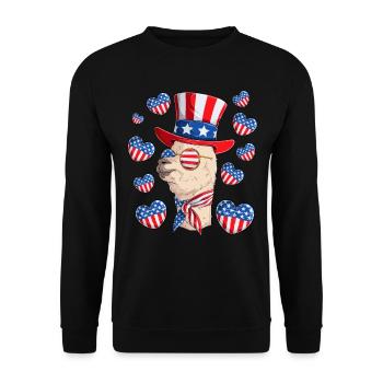 Patriotic Llama 4th of July Party Llama Patriotic - Unisex Sweatshirt - black - Front - Alina (178cm) & Michal (187cm)