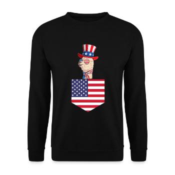 Llama Patriotic Day US Flag Llama Pocket 4th of - Unisex Sweatshirt - black - Front - Alina (178cm) & Michal (187cm)