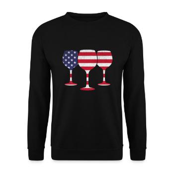 4 juillet Fête Fête patriotique Vin Drapeau américain 4ème - Sweat-shirt Unisexe - noir - Devant - Alina (178cm) & Michal (187cm)