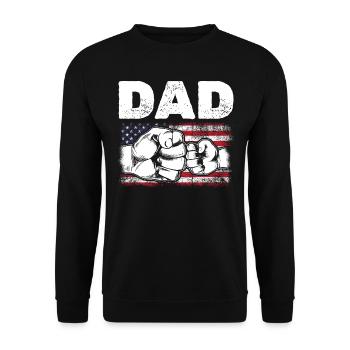 US Flag Dad & Son Fist Bump Patriotic Dad 4th Of - Unisex Sweatshirt - black - Front - Alina (178cm) & Michal (187cm)