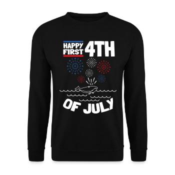 Fête de la fête de grossesse Baby Shower Happy First 4th Of - Sweat-shirt Unisexe - noir - Devant - Alina (178cm) & Michal (187cm)