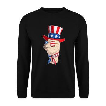 Funny Llama 4th of July Party Llama Patriotic Day - Unisex Sweatshirt - black - Front - Alina (178cm) & Michal (187cm)