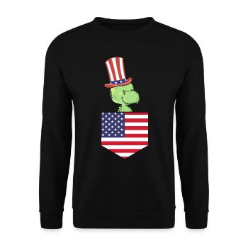 Dino Patriotic Day Drapeau américain Dino Pocket 4 juillet - Sweat-shirt Unisexe - noir - Devant - Alina (178cm) & Michal (187cm)