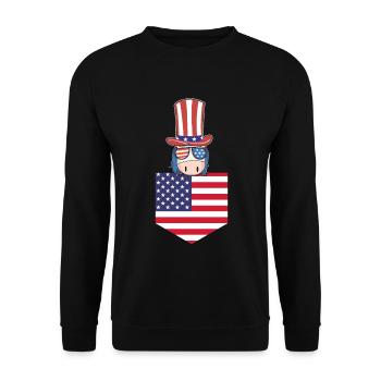 Unicorn Patriotic US Flag Unicorn Pocket 4th of - Unisex Pullover - Schwarz - Vorne - Alina (178cm) & Michal (187cm)