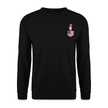 Patriotic Day Llama US Flag Llama Pocket 4th of - Unisex Sweatshirt - black - Front - Alina (178cm) & Michal (187cm)