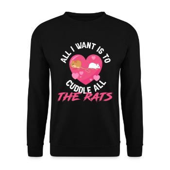 Rat Cuddling Rodent Cuddle Rat Lovers - Unisex Pullover - Schwarz - Vorne - Alina (178cm) & Michal (187cm)