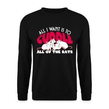 Rat Cuddling Rodent Cuddle Rat Lovers - Unisex Pullover - Schwarz - Vorne - Alina (178cm) & Michal (187cm)