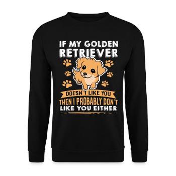 Hunde Golden Retriever Hundeliebhaber - Unisex Pullover - Schwarz - Vorne - Alina (178cm) & Michal (187cm)