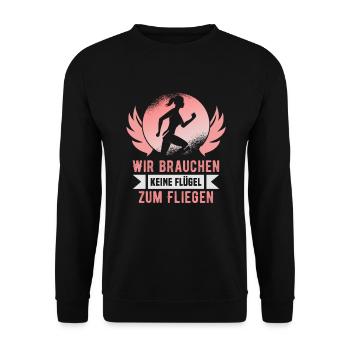 Laufen Marathon Läuferin Laufsport - Unisex Pullover - Schwarz - Vorne - Alina (178cm) & Michal (187cm)