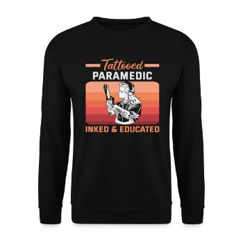 Tattooed Paramedic Inked & Educated Sanitäter - Unisex Sweatshirt - black - Front - Alina (178cm) & Michal (187cm)