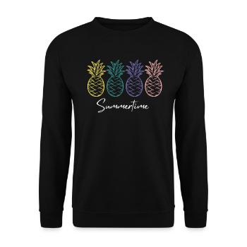 Summertime Sommer Shirt Damen Herren - Unisex Pullover - Schwarz - Vorne - Alina (178cm) & Michal (187cm)