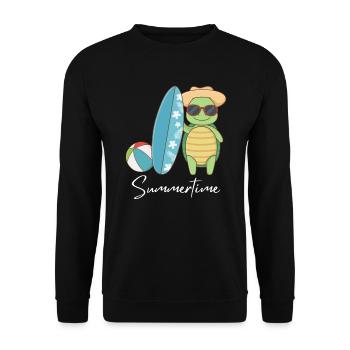 Summertime Sommer Shirt Damen Herren - Unisex Pullover - Schwarz - Vorne - Alina (178cm) & Michal (187cm)