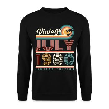 Born 1980 in July - Unisex Sweatshirt - black - Front - Alina (178cm) & Michal (187cm)