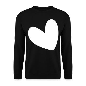 Simple White Heart - Unisex Sweatshirt - black - Front - Alina (178cm) & Michal (187cm)