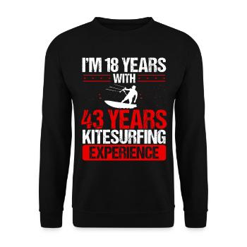 61 Year Old Kitesurfer Kiteboarding 61 Birthday - Unisex Pullover - Schwarz - Vorne - Alina (178cm) & Michal (187cm)