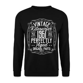 1961 Anniversaire Kitesurfer KiteboardIng Né en 1961 - Sweat-shirt Unisexe - noir - Devant - Alina (178cm) & Michal (187cm)