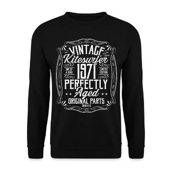 1971 Birthday Kitesurfer Kiteboarding Born in 1971 - Unisex Pullover - Schwarz - Vorne - Alina (178cm) & Michal (187cm)