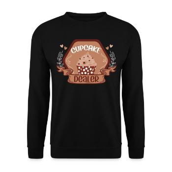 Cupcake Design für Konditor | Cupcake Dealer - Unisex Pullover - Schwarz - Vorne - Alina (178cm) & Michal (187cm)
