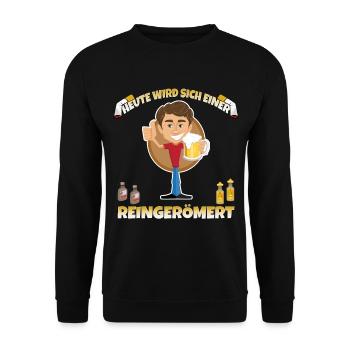 Junggesellenabschied Alkohol und Feier Spruch - Unisex Pullover - Schwarz - Vorne - Alina (178cm) & Michal (187cm)