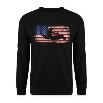 Canoe Canoeing Usa American Flag - Unisex Pullover - Schwarz - Vorne - Alina (178cm) & Michal (187cm)