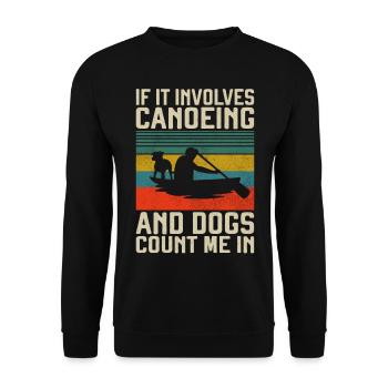 Canoe Canoeing Dog Vintage Retro - Unisex Pullover - Schwarz - Vorne - Alina (178cm) & Michal (187cm)