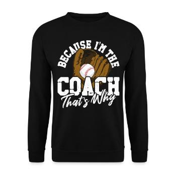 Baseball Fan Coach Vintage Because - Unisex Pullover - Schwarz - Vorne - Alina (178cm) & Michal (187cm)