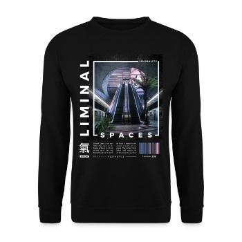 Liminal Spaces Retro 80s & 90s Aesthetic Vaporwave - Unisex Sweatshirt - black - Front - Alina (178cm) & Michal (187cm)
