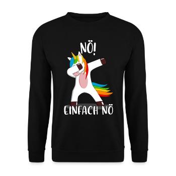 Nö einfach nö Statement faul Einhorn Unicorn - Unisex Pullover - Schwarz - Vorne - Alina (178cm) & Michal (187cm)