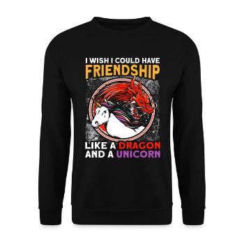 Friendship Dragon Unicorn Unicorn Lover - Unisex Sweatshirt - black - Front - Alina (178cm) & Michal (187cm)