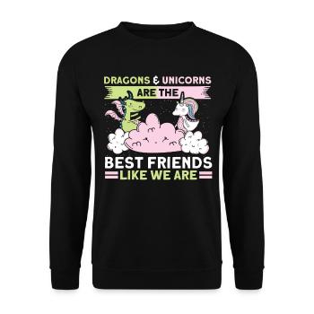 Friends Dragon Unicorn Unicorn Lovers - Unisex Sweatshirt - black - Front - Alina (178cm) & Michal (187cm)
