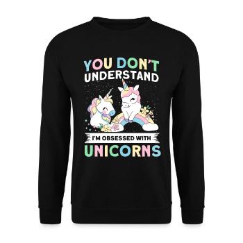 Obsessed Dragon Unicorn Unicorn Lovers - Unisex Sweatshirt - black - Front - Alina (178cm) & Michal (187cm)