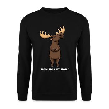 Orignal Cerf Élan Têtu Hommes Femmes - Sweat-shirt Unisexe - noir - Devant - Alina (178cm) & Michal (187cm)