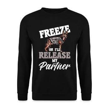 German Shepherd Police Dog Police Dog - Unisex Sweatshirt - black - Front - Alina (178cm) & Michal (187cm)