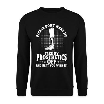 Handicap Amputee Amputation Prosthetic Leg - Unisex Sweatshirt - black - Front - Alina (178cm) & Michal (187cm)