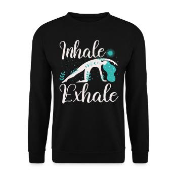 Ich mache Yoga, weil es verpönt ist, Leute zu schl - Unisex Pullover - Schwarz - Vorne - Alina (178cm) & Michal (187cm)