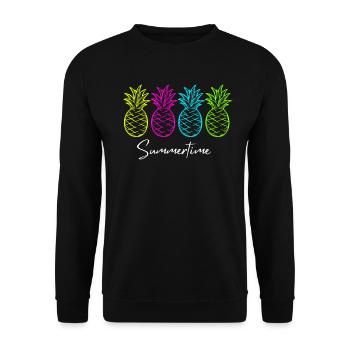 Summertime Sommer Shirt Damen Herren - Unisex Pullover - Schwarz - Vorne - Alina (178cm) & Michal (187cm)