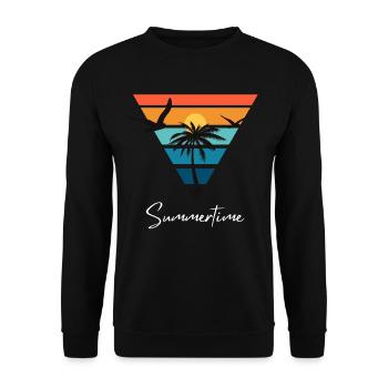 Summertime Sommer Shirt Damen Herren - Unisex Pullover - Schwarz - Vorne - Alina (178cm) & Michal (187cm)