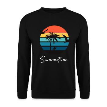 Summertime Sommer Shirt Damen Herren - Unisex Pullover - Schwarz - Vorne - Alina (178cm) & Michal (187cm)