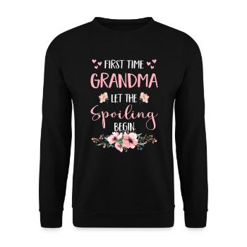 Werdende Großeltern tollste Omi Pfeil Oma Babyfüße - Unisex Pullover - Schwarz - Vorne - Alina (178cm) & Michal (187cm)