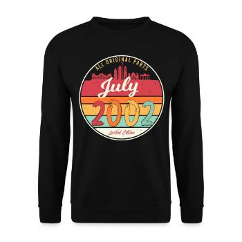20tes Lebensjahr Im Juli 2002 - Unisex Pullover - Schwarz - Vorne - Alina (178cm) & Michal (187cm)