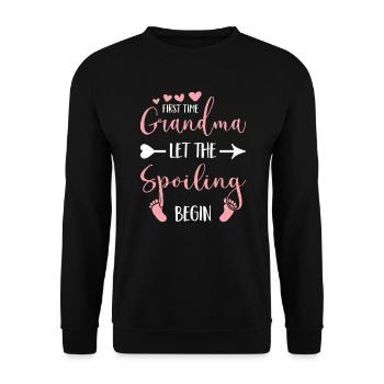 Oma Werdende tollste Omi Großeltern Baby Blumen - Unisex Pullover - Schwarz - Vorne - Alina (178cm) & Michal (187cm)