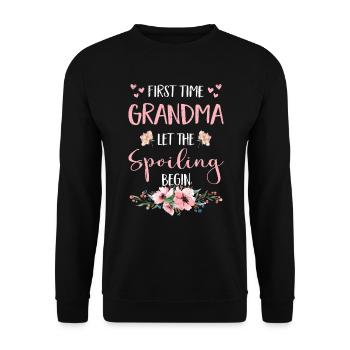 Grand-mère Enceinte Plus grande grand-mère Fleurs Grands-parents - Sweat-shirt Unisexe - noir - Devant - Alina (178cm) & Michal (187cm)